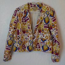 VTG Transitions Silk Open Blazer Multicolor Boho Print Women Medium Beig... - £15.48 GBP