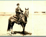 RPPC Man in Bowler Hat On Horse 1913 Kalispell Montana MT Race Track Gra... - $33.61