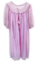 Vtg 50s Peignoir Nylon Chiffon 3 Layer 2PC Lavender Purple Sheer Lace Br... - $123.85