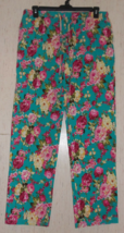 New Womens Lel Long Elegant Legs Bright Floral Print Pajama Pants Size L - £22.38 GBP