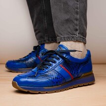 Brescia Genuine Snake and Calfskin Fashion Sneaker Electric Blue image 11