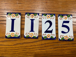 Art on Tile Natural Garden Nature Floral Ceramic Address Numbers 1, 1, 2, and 5 - £14.60 GBP
