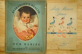 Vintage Baby Paper Lot 1954 Baby Shower Games Book &amp; 1935 Our Babies Bun... - £22.87 GBP
