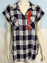 Jach&#39;s Girlfriend NY Women&#39;s Woven Top Red/Blue Plaid M NWT - £14.38 GBP