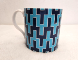 Jonathan Adler Coffee Mug Blue Geometric Retro Style - £23.87 GBP