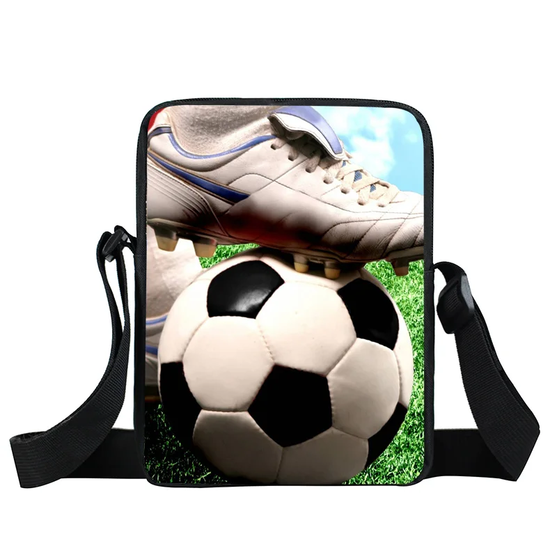 Football Print Shoulder Bag Canvas Messenger Bag Boy Soccer School Bags ... - £16.60 GBP