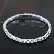 1-8Rows Luxury Bridal Wedding Bangles Women Crystal Rhinestone Stretch Bracelet  - £9.70 GBP