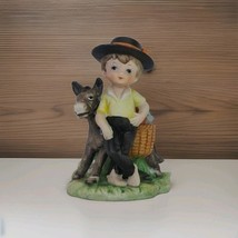 Vtg Boy With Donkey Hand Painted Porcelain Figurine Made In Taiwan Sweet... - $353.97 MXN