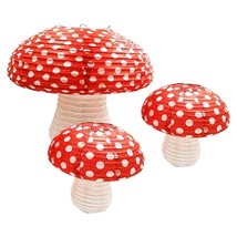 3Pcs Large Mushroom Paper Lanterns For Jungle Wonderland Themed Birthday Party D - £20.77 GBP