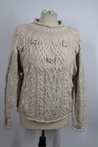 Vtg Limited S Handknit Chunky Popcorn Cable Mock Neck Cotton Pullover Sweater - £36.45 GBP