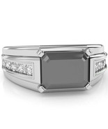 Men&#39;s Black Onyx Diamond Channel Ring In Solid 14k White Gold - $1,153.23 CAD