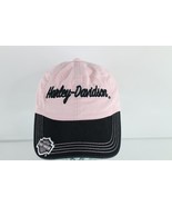 Vtg 90s Harley Davidson Spell Out Script Strapback Hat Cap Pink Cotton W... - $34.60