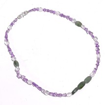 Natural Aventurine Amethyst Crystal Gemstone Smooth Beads Necklace 17&quot; UB-6415 - £7.77 GBP