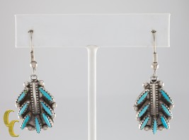 Sterling Silver Turquoise Dangle Earrings with Hooks Nice - $3,483.33 MXN