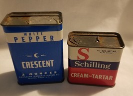 Crescent &amp; Schilling Spice Tins Cream Of Tarter, White Pepper - £8.75 GBP