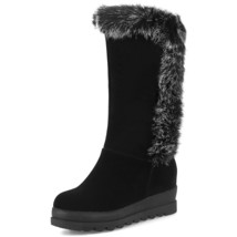 New Fashion Autumn Winter Mid Calf Boots Rabbit Short Plush Snow Boots Platform  - £83.17 GBP