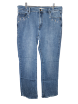 Levi 505 Straight Embroidered Blue Denim Jeans - Size 33/32 - £22.67 GBP