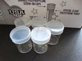 5 Whitman Silver Eagle Dollar Round Clear Plastic Tubes w/ Screw On Caps - £6.67 GBP