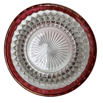 VTG Indiana Glass Diamond Point Ruby Flash Red Cranberry Candy Dish Bowl... - £19.65 GBP