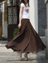 Brown Chiffon Maxi Skirt Outfit Women Custom Plus Size Maxi Chiffon Skirts image 9
