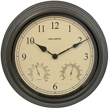 15 Inch Combo Clock With Thermometer And Hygrometer Copper Patina NEW - £51.85 GBP