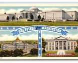 Multiview Greetings From Washington DC UNP Unused Linen Postcard W1 - $3.91
