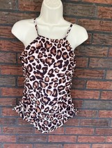 Leopard Print Bathing Suit Top Large High Neck Halter Removable Pads Sexy Bikini - £6.07 GBP