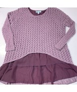 She Sky Sweater Women Medium Tunic Purple Crochet Layered Shirt Cottage ... - $14.99