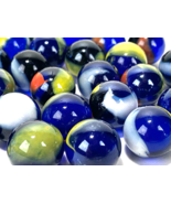 Lot of 26 Vintage Translucent Blue Patch  Marbles - 16mm - €12,27 EUR