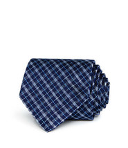 allbrand365 designer Mens Plaid Silk Classic Tie Color Navy/Blue Color OS - £27.49 GBP