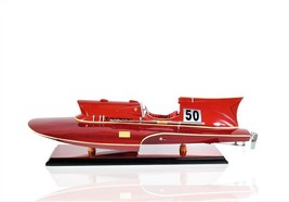 7" Red Manufactured Wood Hand Painted Decorative Boat - $835.49