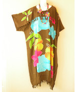 KD362 Brown Batik Kaftan Plus Caftan Kimono Tunic Hippy Maxi Dress up to 5X - £23.73 GBP