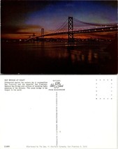 California San Francisco Oakland Bay Bridge Lights at Night Vintage Postcard - £7.40 GBP