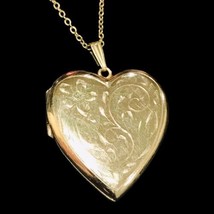 Vintage Forstner Signed Gold Filled Etched Round Locket Necklace 18” - £55.94 GBP