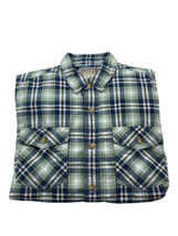 Duluth Trading Co. Men’s Large Button Down Blue/Green Shirt Plaid SS Large - $14.89
