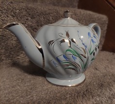 Sadler Teapot Robin Egg Floral Pattern Blue And Silver Made In England - £27.40 GBP