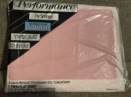 NOS Sealed Springs Performance Twilite TWIN No Iron Flat Sheet Pink USA ... - $287.30 MXN