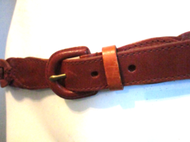 Talbots Genuine Leather Braided Woven Loomed Chain Link Pattern Belt Womens MED - £18.57 GBP