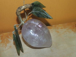 Vintage Chinese Lavender Quartz Amethyst Peach Leaves Celadon Jade Nephrite - $85.49