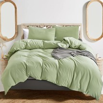 Sage Green Comforter Set Full Light Green Bedding Comforter Set Modern Solid Col - £103.10 GBP