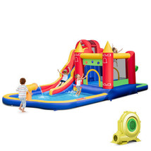 9-in-1 Inflatable Bounce Castle with Water Slide and Splash Pool with 735W Blow - £407.12 GBP