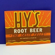 Vintage label soda pop ephemera paper oakland california HY&#39;S root beer ... - £9.25 GBP