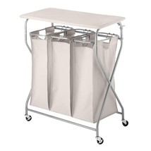 Whitmor Easy-Lift Triple Folding Table Laundry Sorter, W, Tan - £131.14 GBP