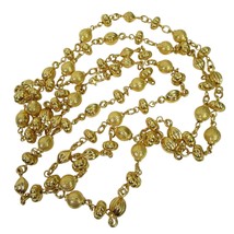 Vintage Monet Gold Plated Puffed Pumpkin Textured Bead Necklace 47&quot; long - $39.55