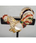 Vintage Moonstone Jelly Belly Body Enamel Crystal Rhinestone Rooster Bro... - €31,56 EUR