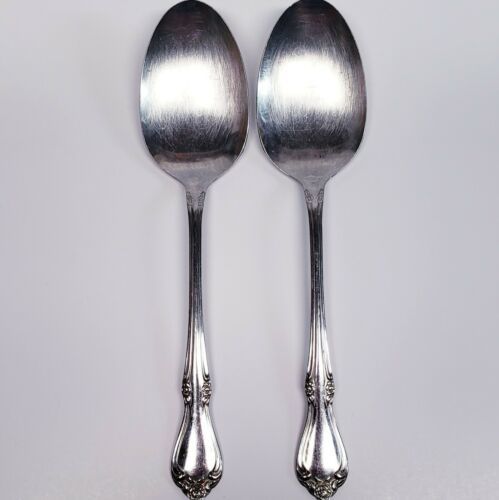 2 Oneida SSS Celebrity Floral Pattern Stainless Steel Flatware Serving Spoons - £12.50 GBP