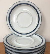 Set 3 Vtg Dansk Bistro Christianhavn Blue White Porcelain Saucers Plates 7.25&quot; - £19.97 GBP