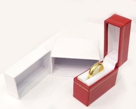 1  MINI Red Leatherette Single Ring Jewelry Box with Gold Trim - £6.19 GBP