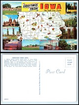 IOWA Postcard - Tourist Map &quot;The Tall Corn State&quot; Multiview S49 - £2.31 GBP
