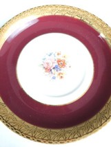 4.5&quot; Crown Ducal Gold Encrusted Tea Plate 4937 Maroon Band (No Cup) - £4.78 GBP